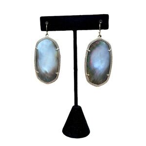 Kendra Scott Danielle Drop Earrings Iridescent Shell Gray Brown Green Gold